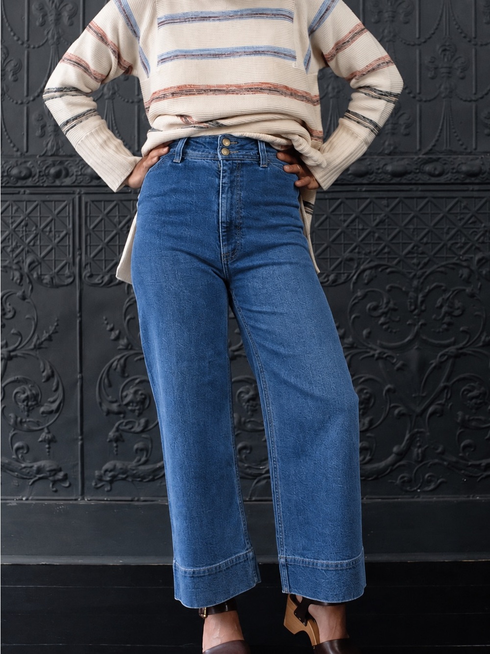 Apiece Apart Merida Pant Denim Jeans High Waist Wide Straight Leg Blue Size 0